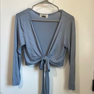 Women's Blue Tie-Front Top